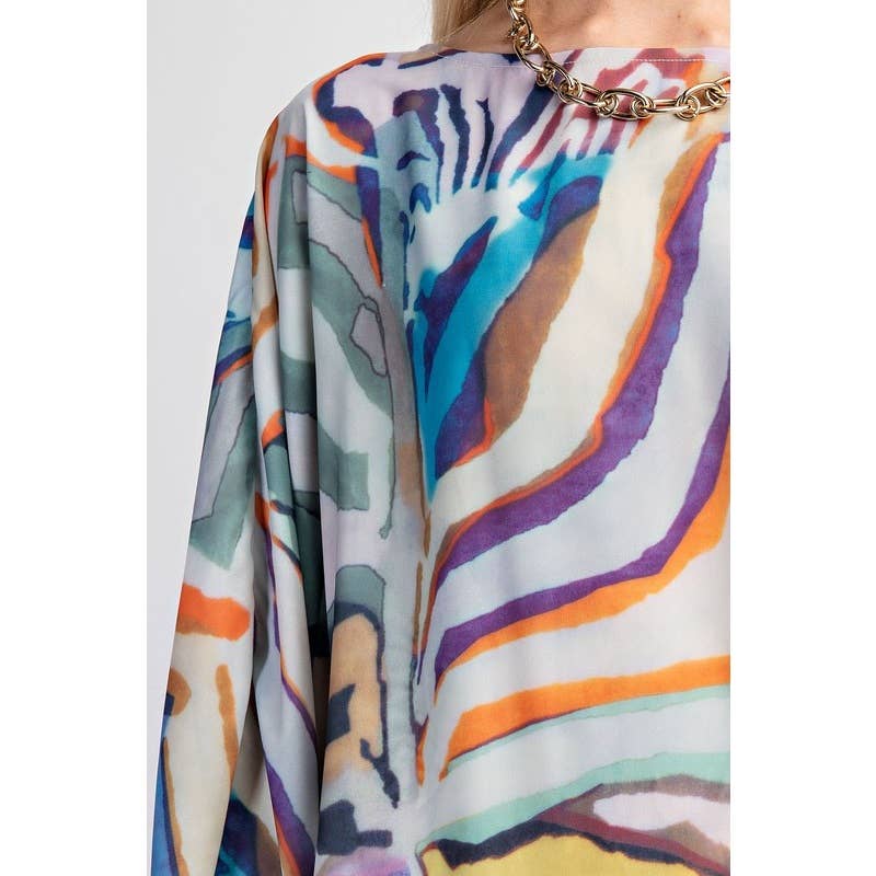 Pull Over Boat Neck Printed Maxi Dress