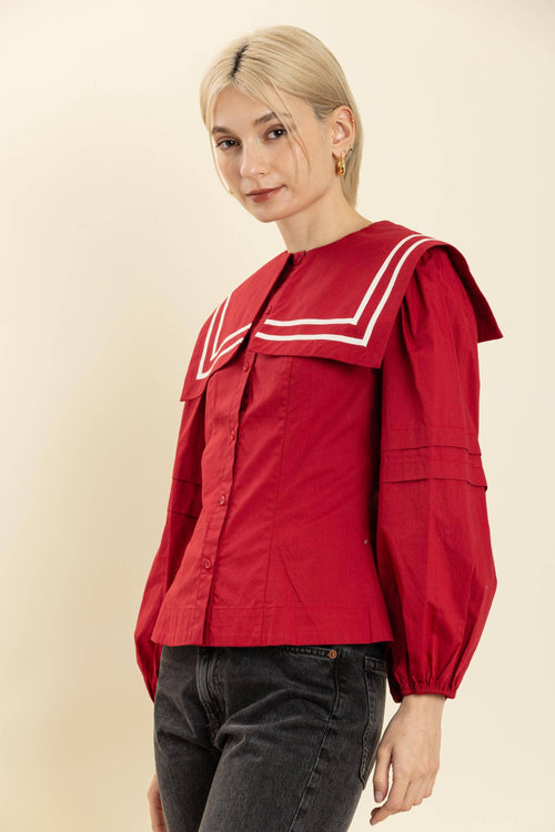 AT2229 - NAUTICAL COLLAR BUTTON DOWN SHIRT