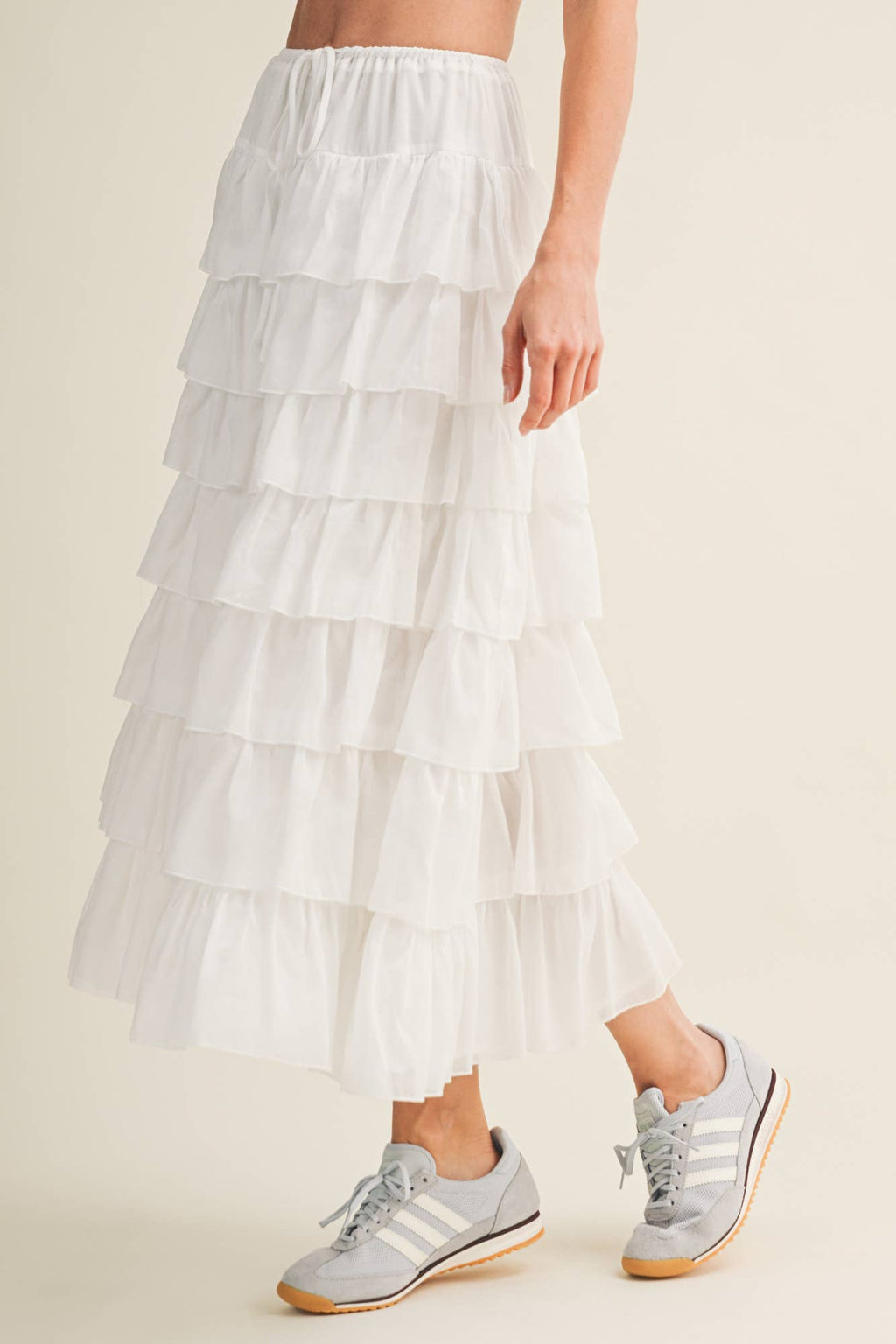 TIERED RUFFLE DRAWSTRING WAIST SKIRT