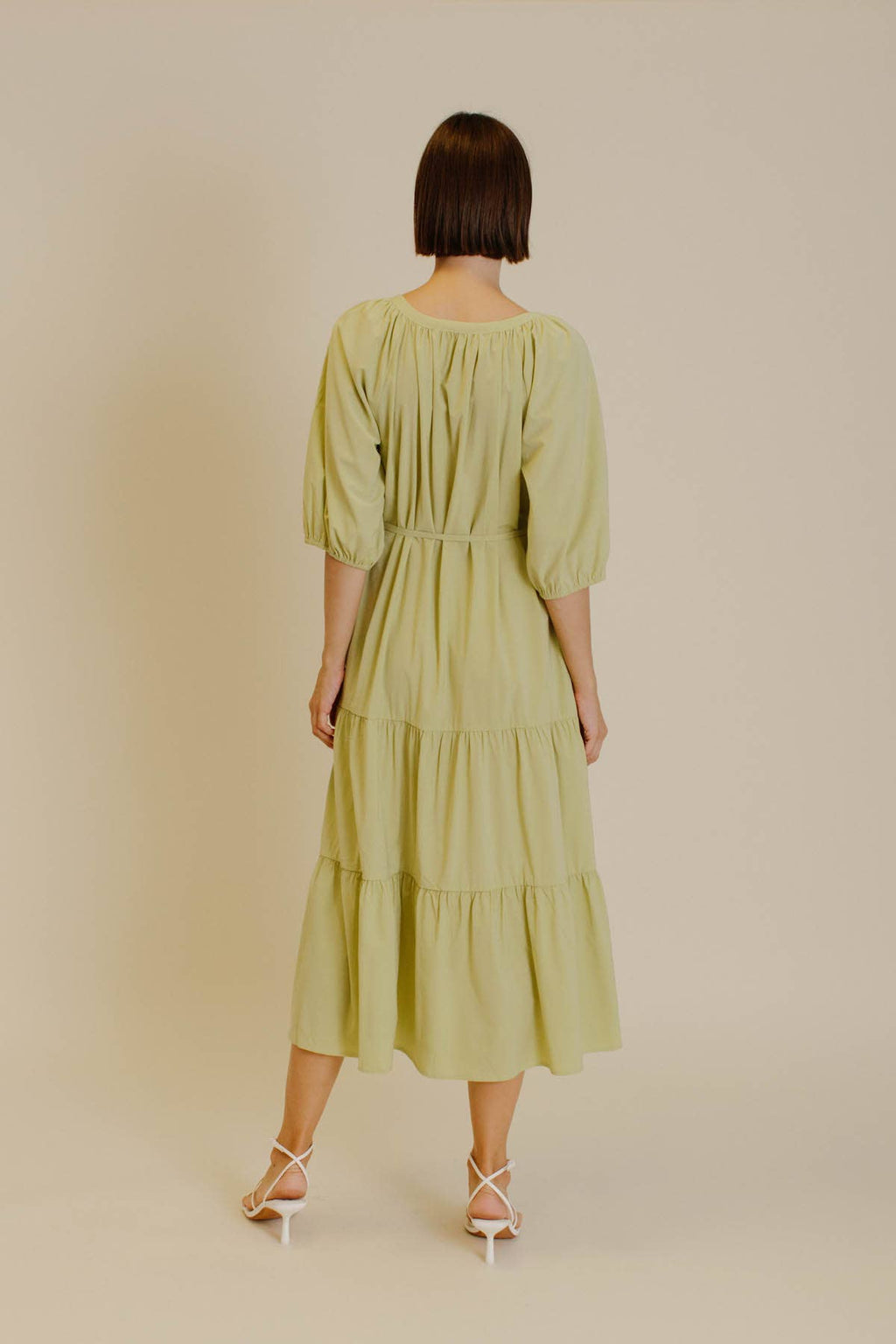 Adjustable tie top dress with waist tie