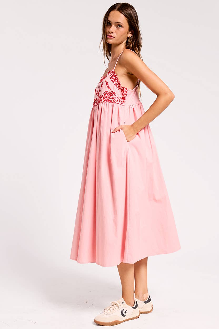 Camellia Embroidered Detail Midi Dress
