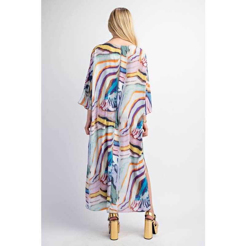 Pull Over Boat Neck Printed Maxi Dress