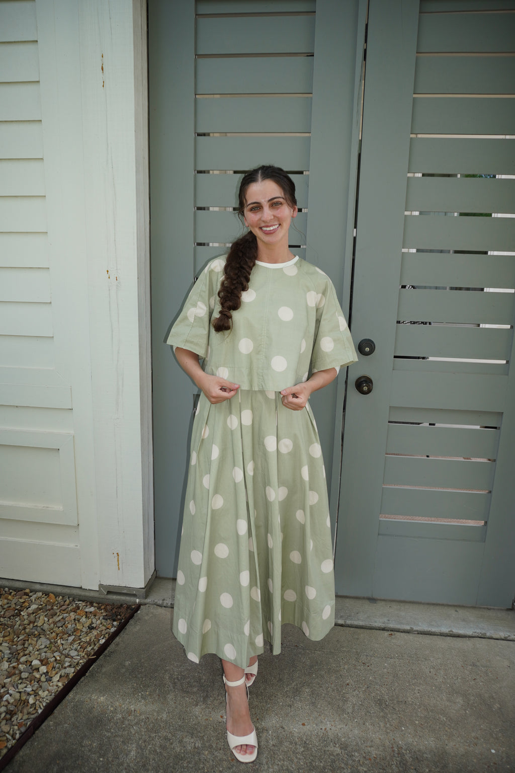 Polka Dot Back-Tie Top and Skirt Set