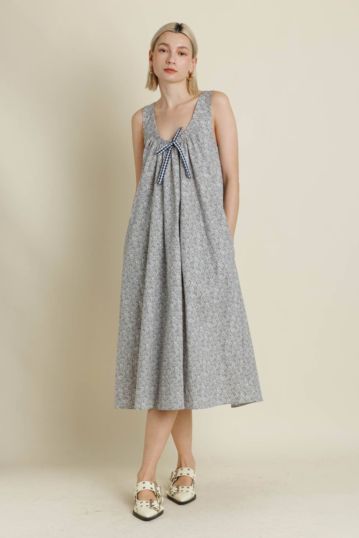 AD2132 - FLORAL PRINT TANK MIDI DRESS