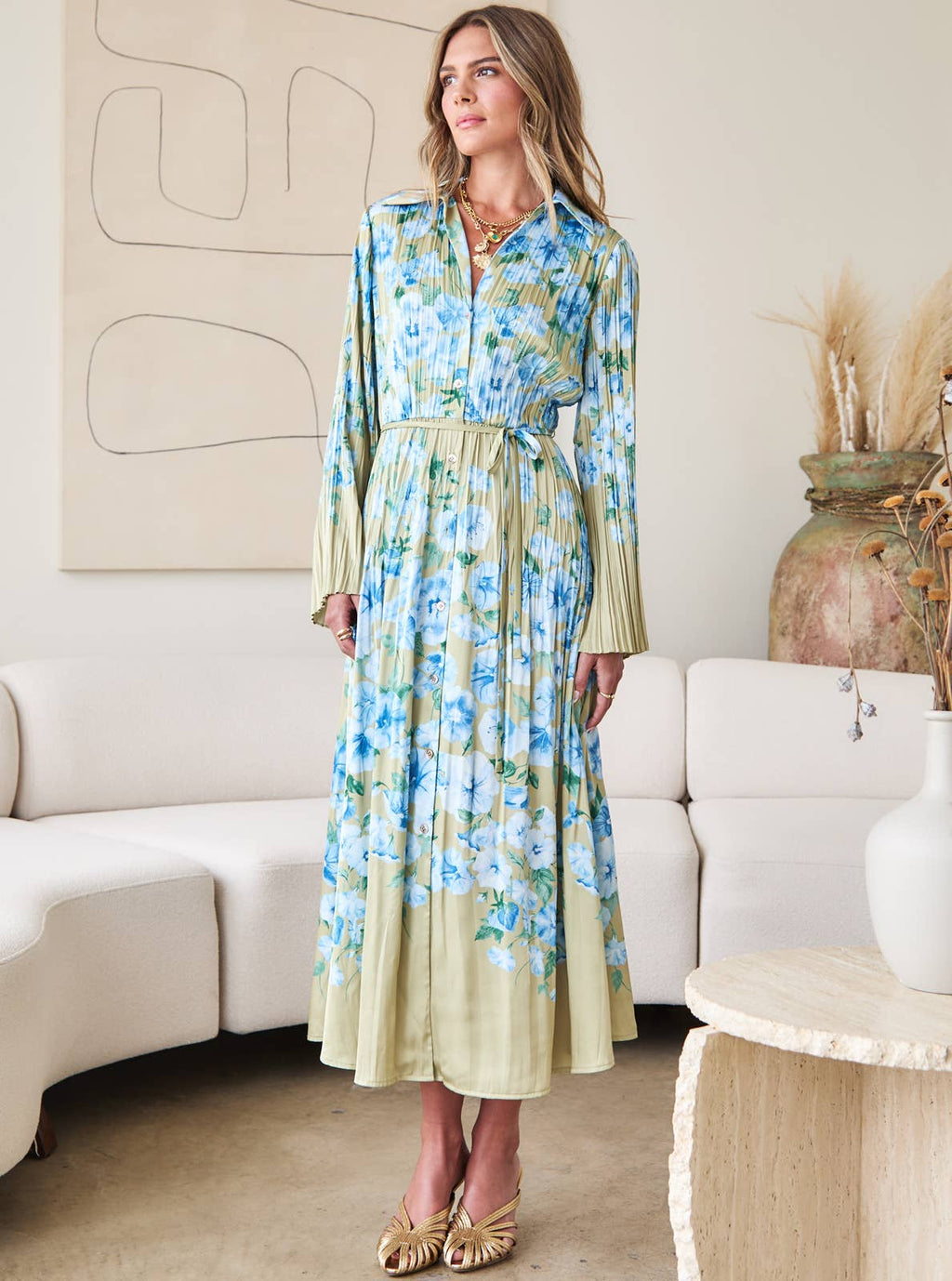 Floral Printed Button down Midi Dress