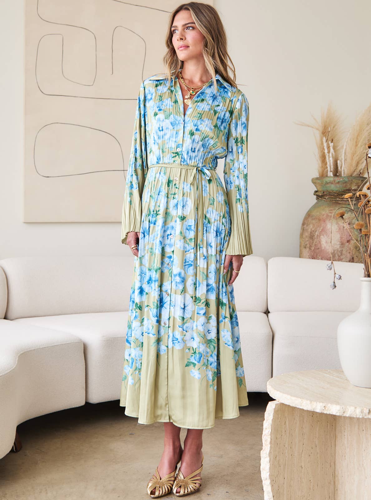 Floral Printed Button down Midi Dress