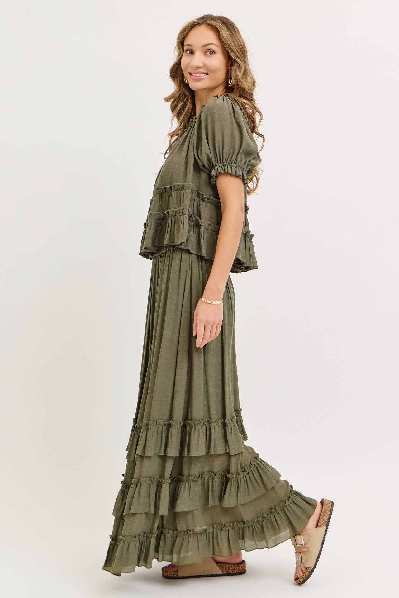 Tiered Flowy Maxi Skirt and Top Set (blush is pre-order)