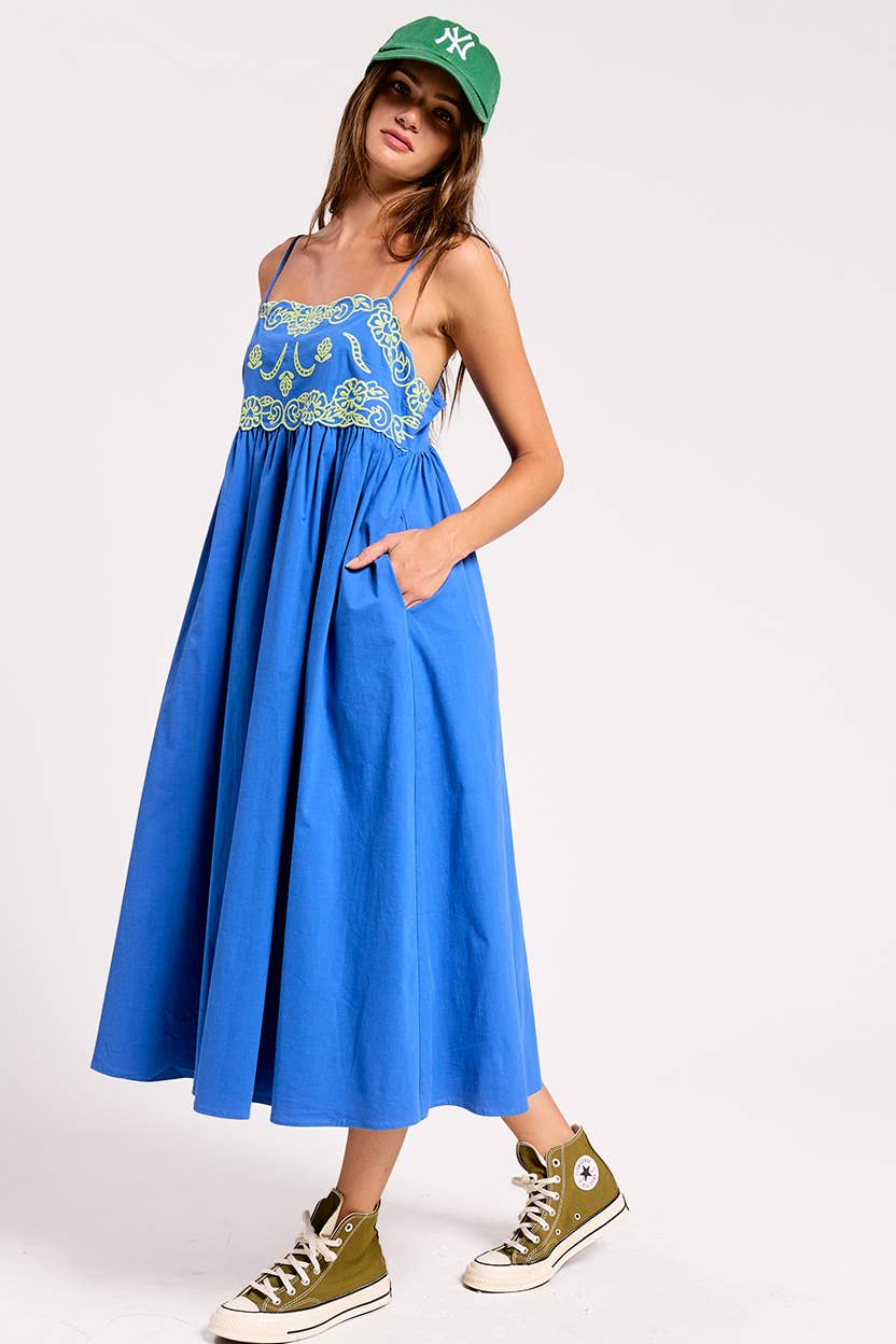 Camellia Embroidered Detail Midi Dress