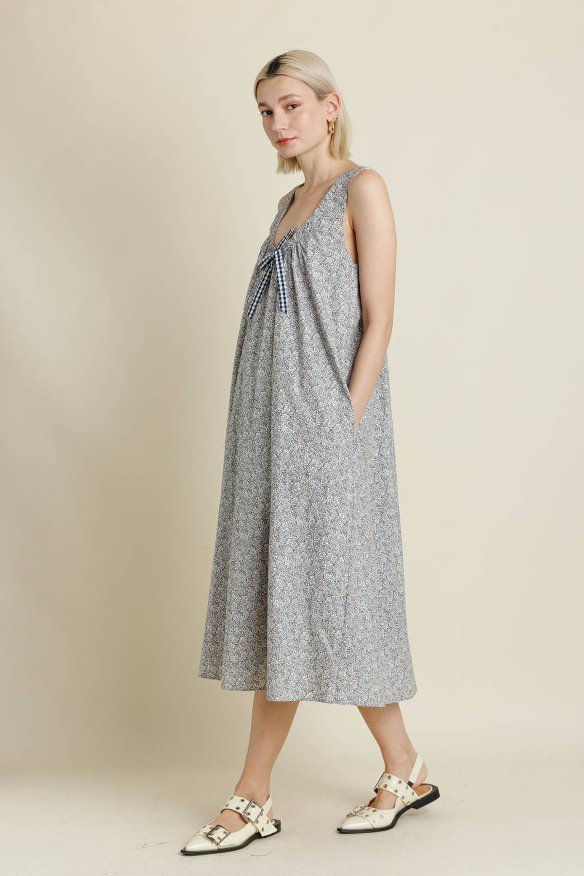 AD2132 - FLORAL PRINT TANK MIDI DRESS