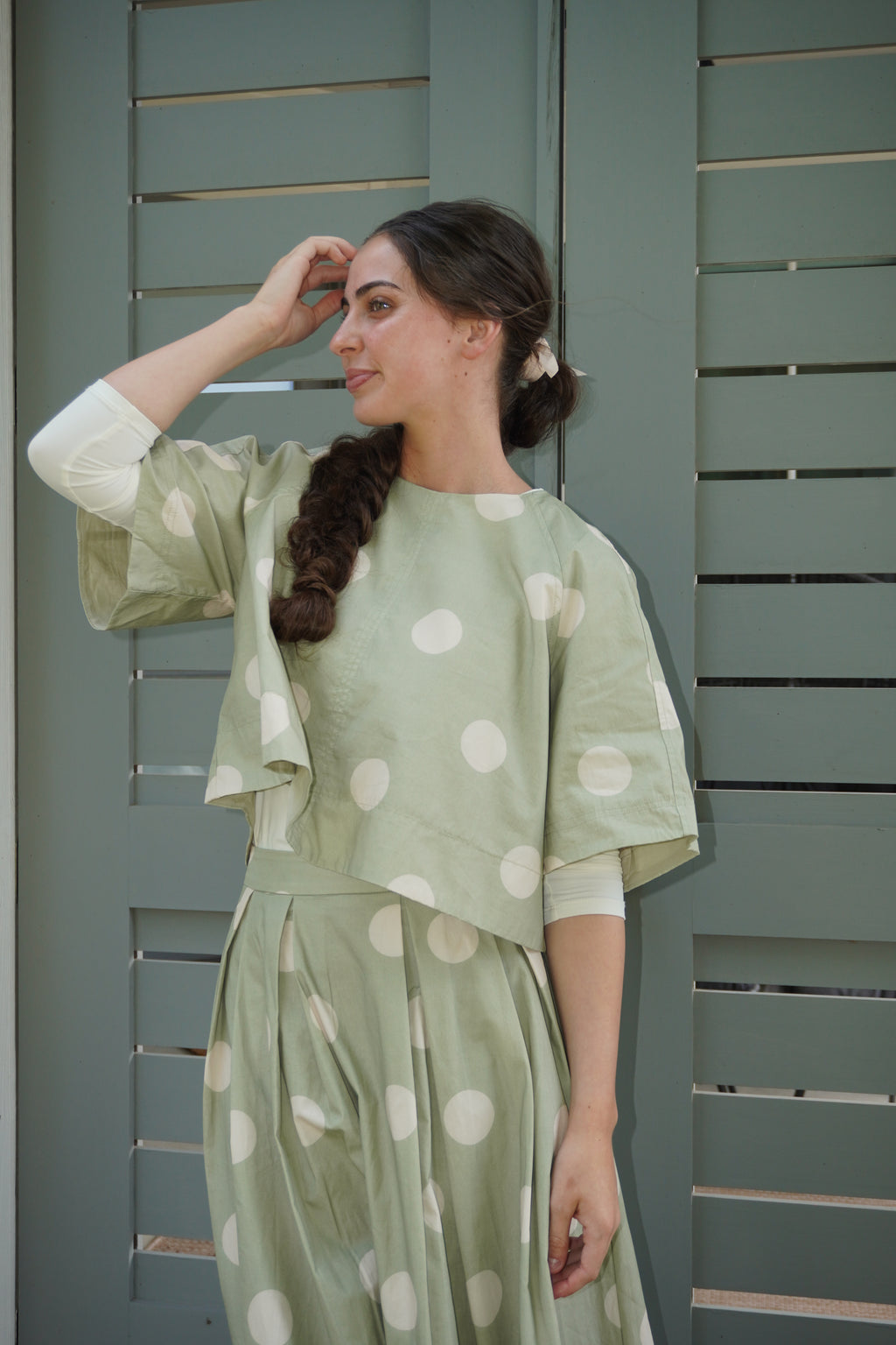 Polka Dot Back-Tie Top and Skirt Set
