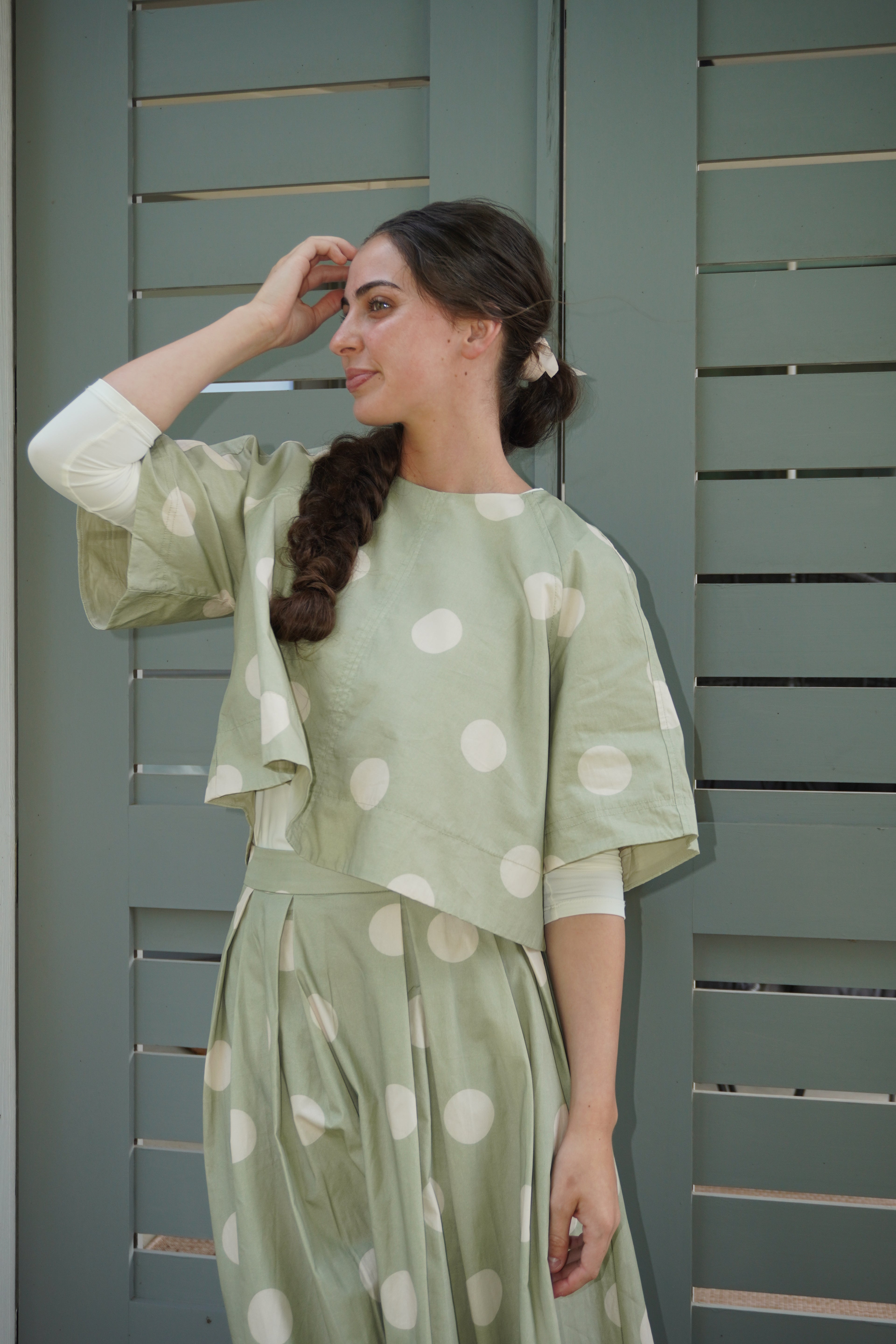 Polka Dot Back-Tie Top and Skirt Set