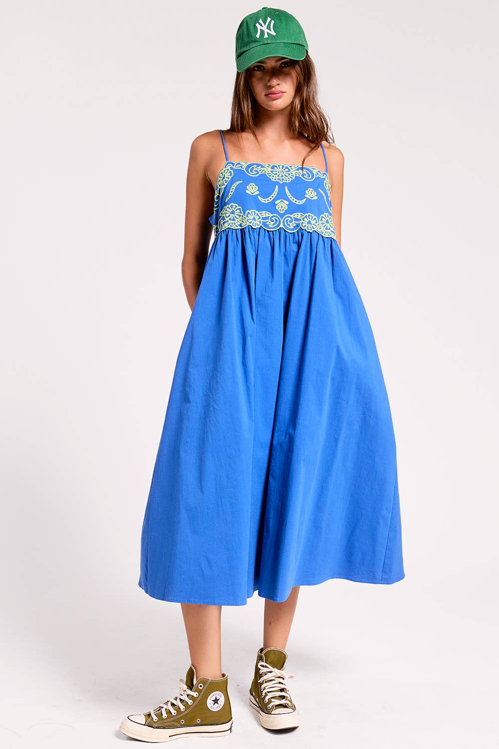 Camellia Embroidered Detail Midi Dress