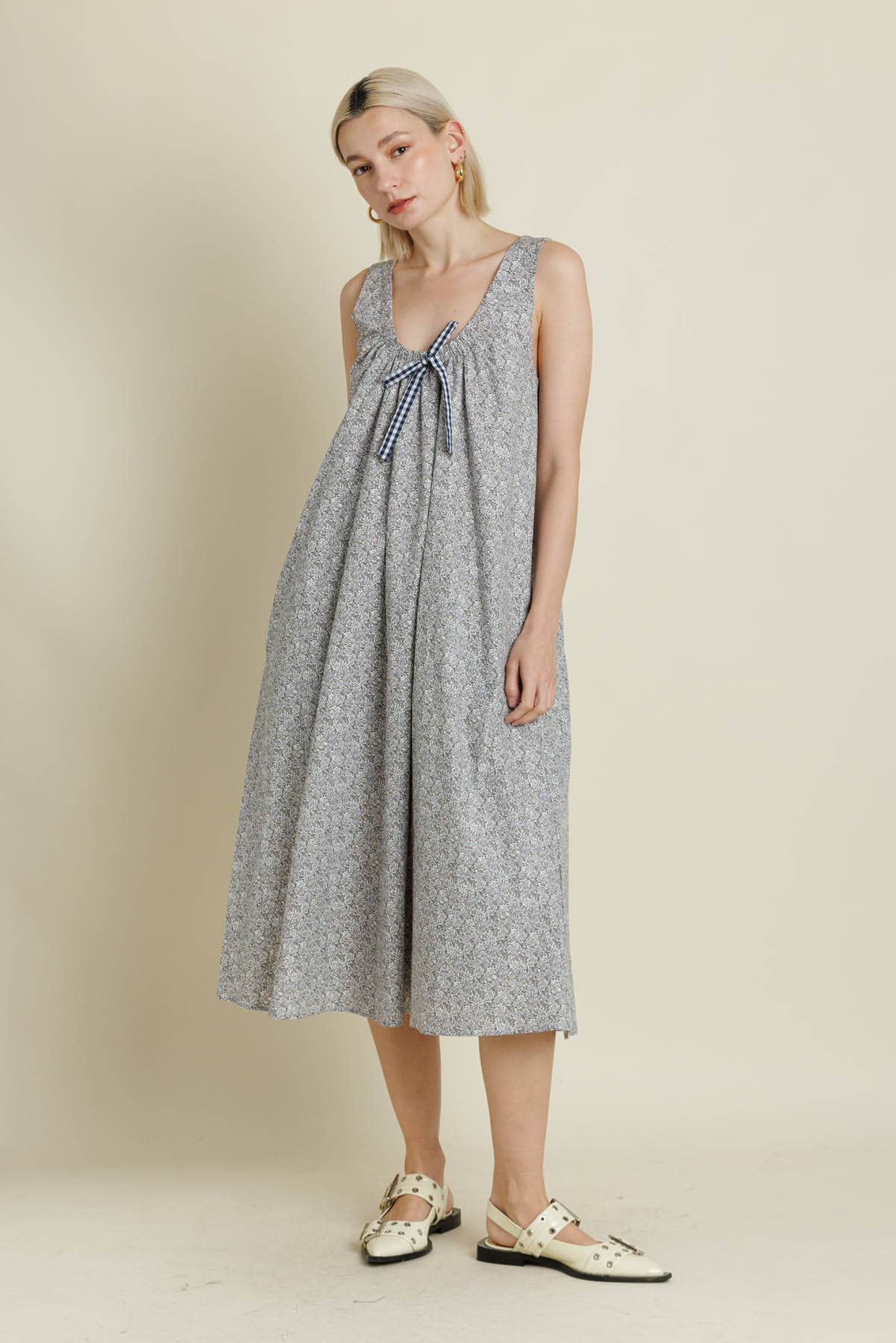 AD2132 - FLORAL PRINT TANK MIDI DRESS