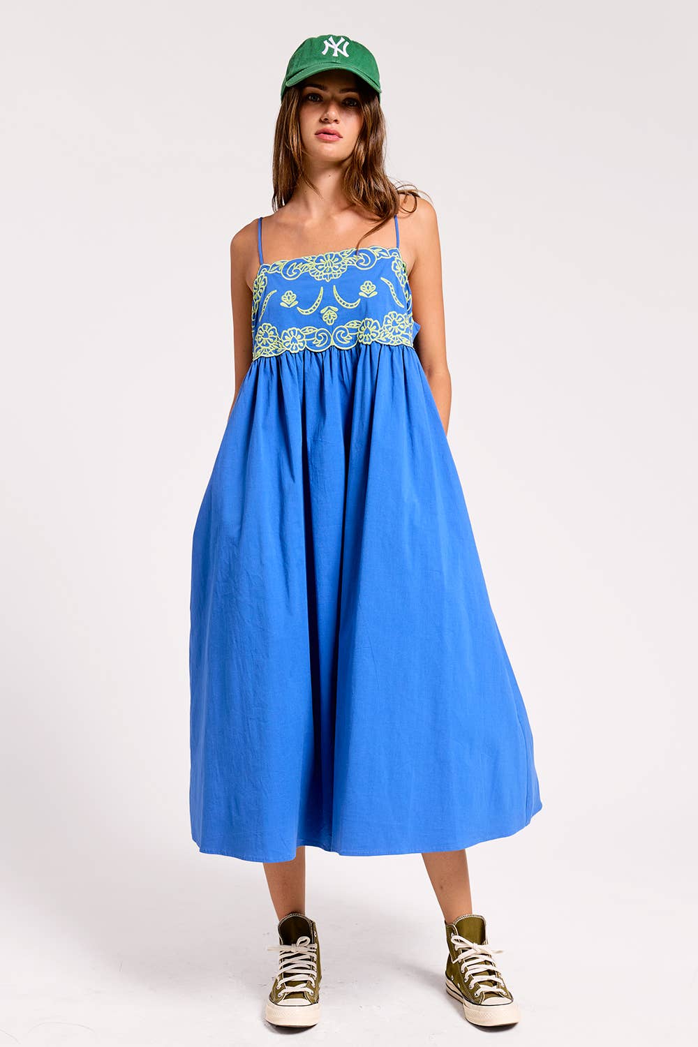 Camellia Embroidered Detail Midi Dress