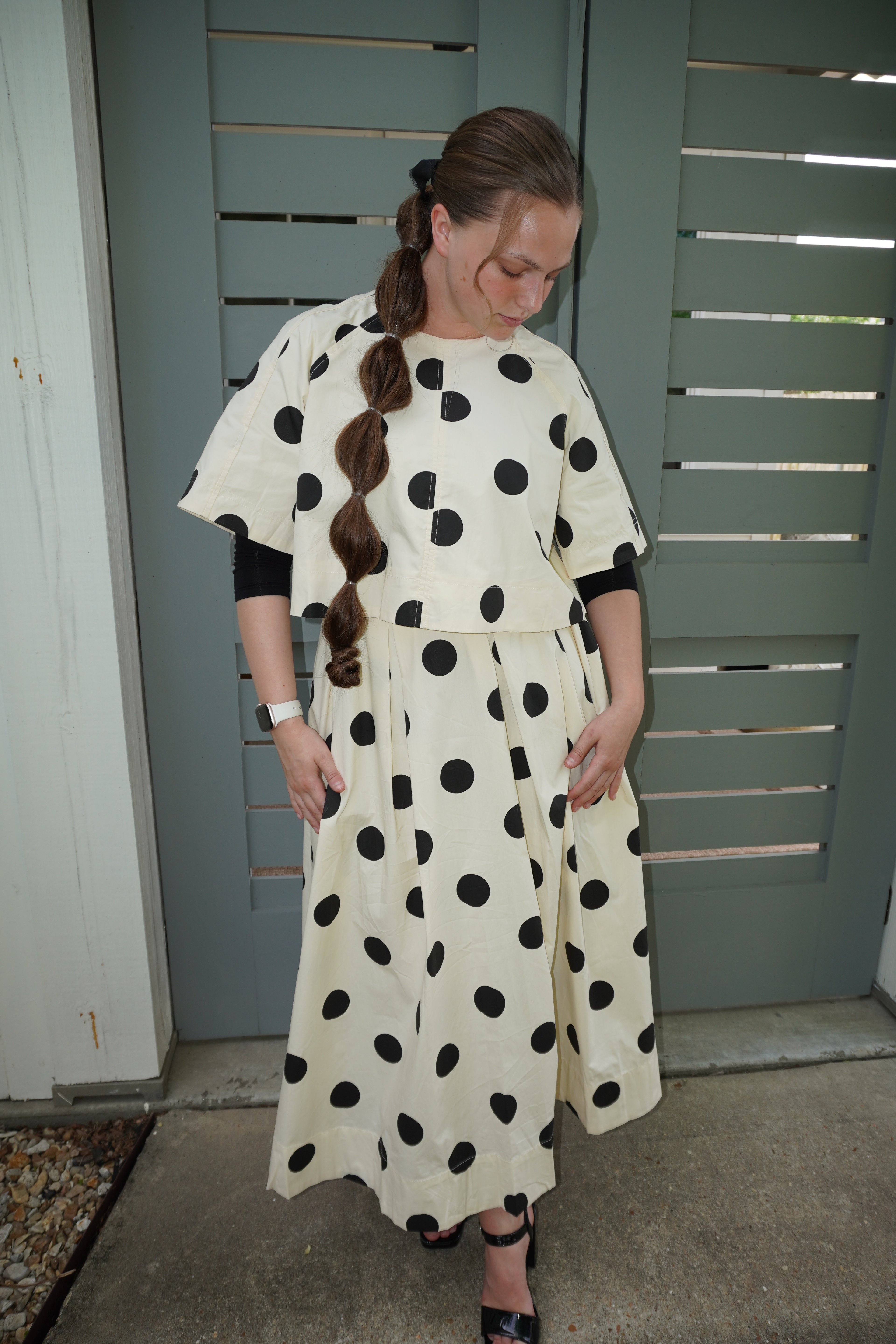 Polka Dot Back-Tie Top and Skirt Set