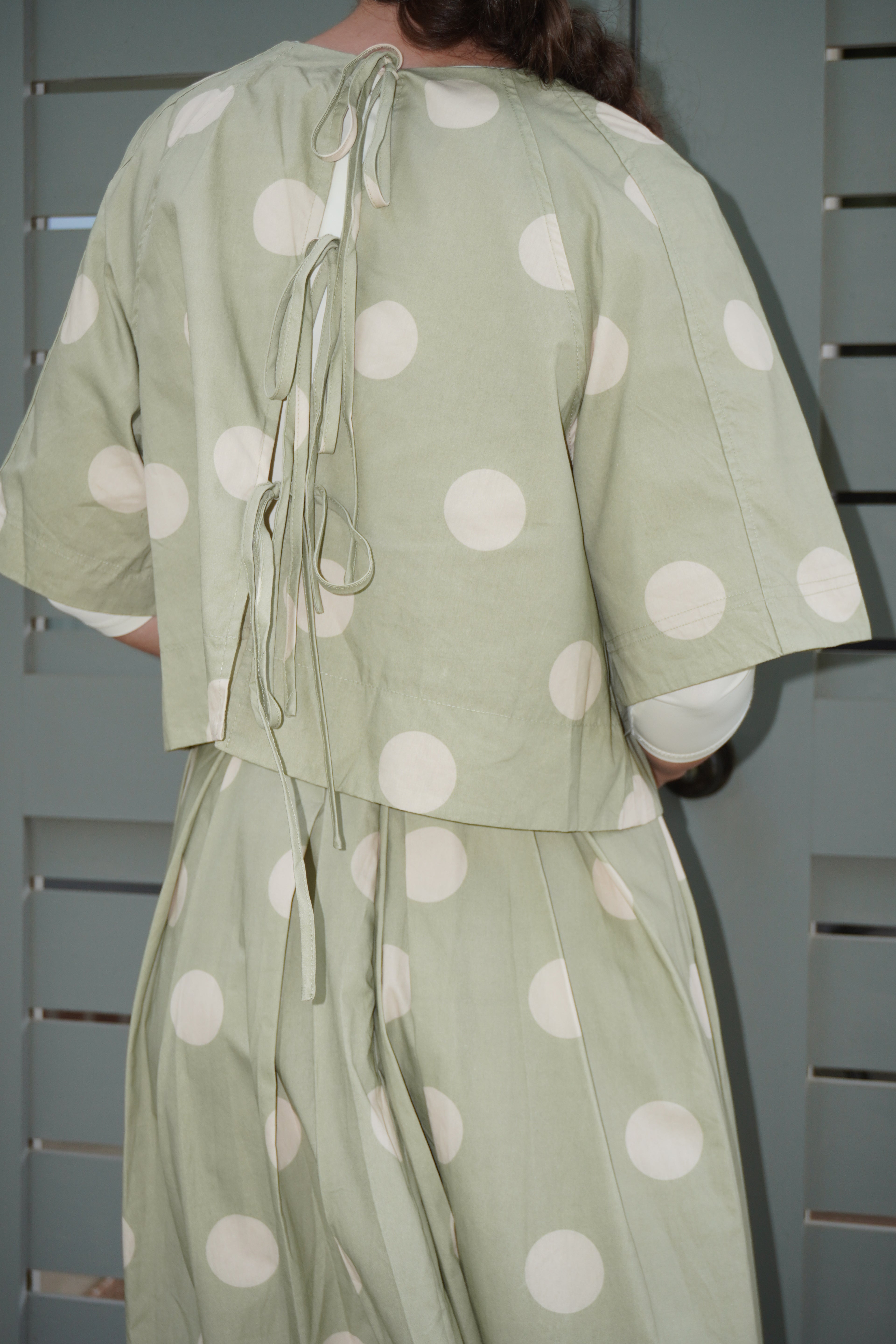 Polka Dot Back-Tie Top and Skirt Set