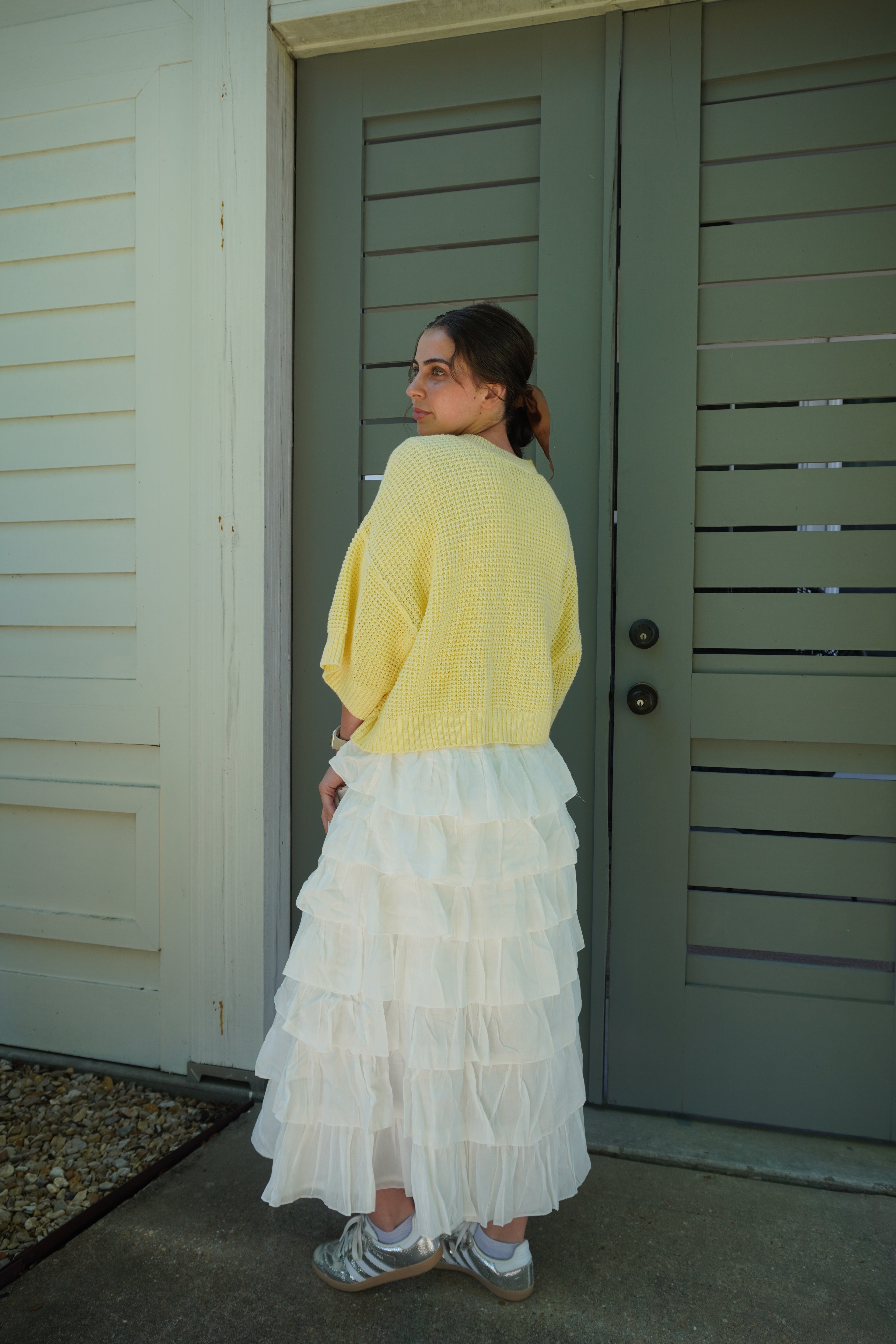 TIERED RUFFLE DRAWSTRING WAIST SKIRT