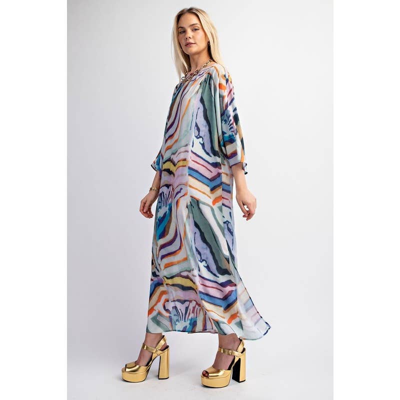 Pull Over Boat Neck Printed Maxi Dress
