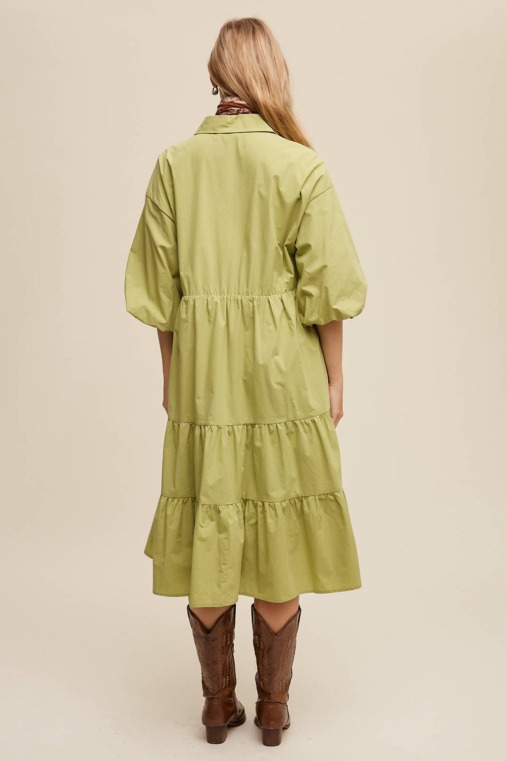 Tiered Poplin Shirt Dress