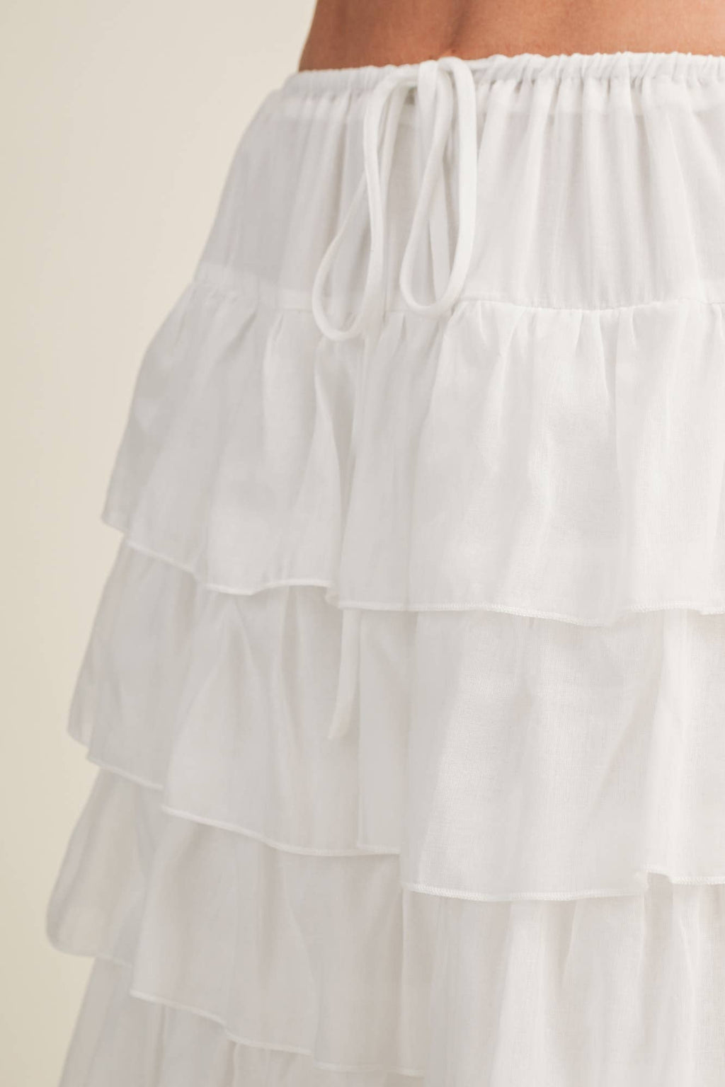TIERED RUFFLE DRAWSTRING WAIST SKIRT