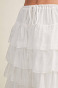 TIERED RUFFLE DRAWSTRING WAIST SKIRT