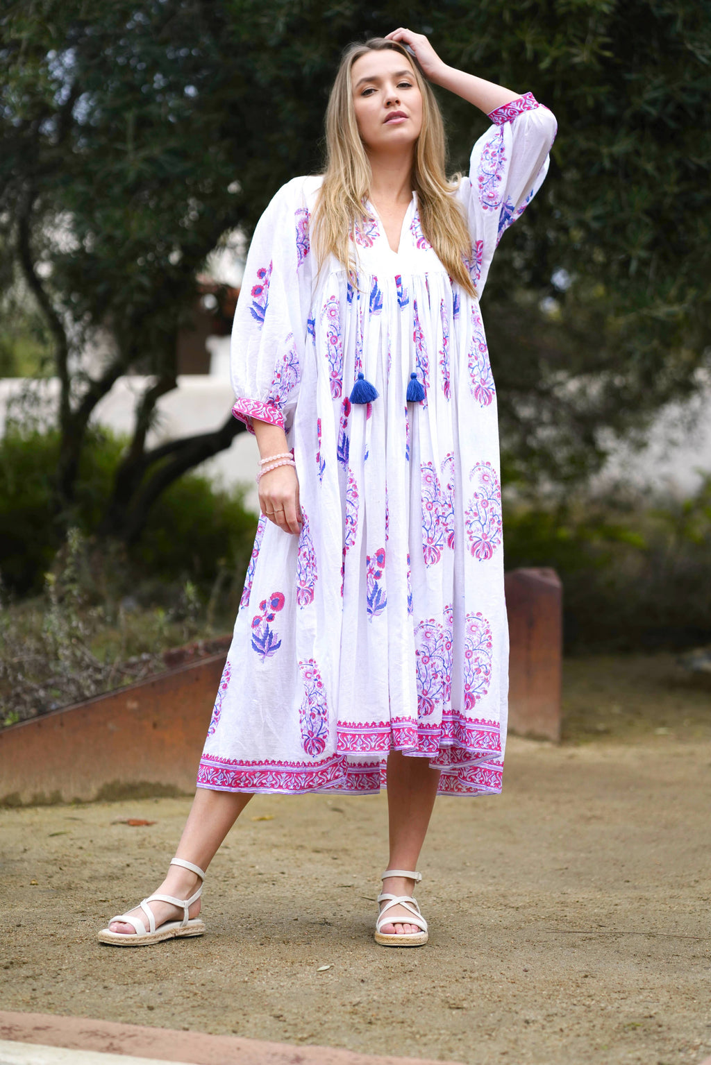 Mylah Midi Dress Block Printed White Multi